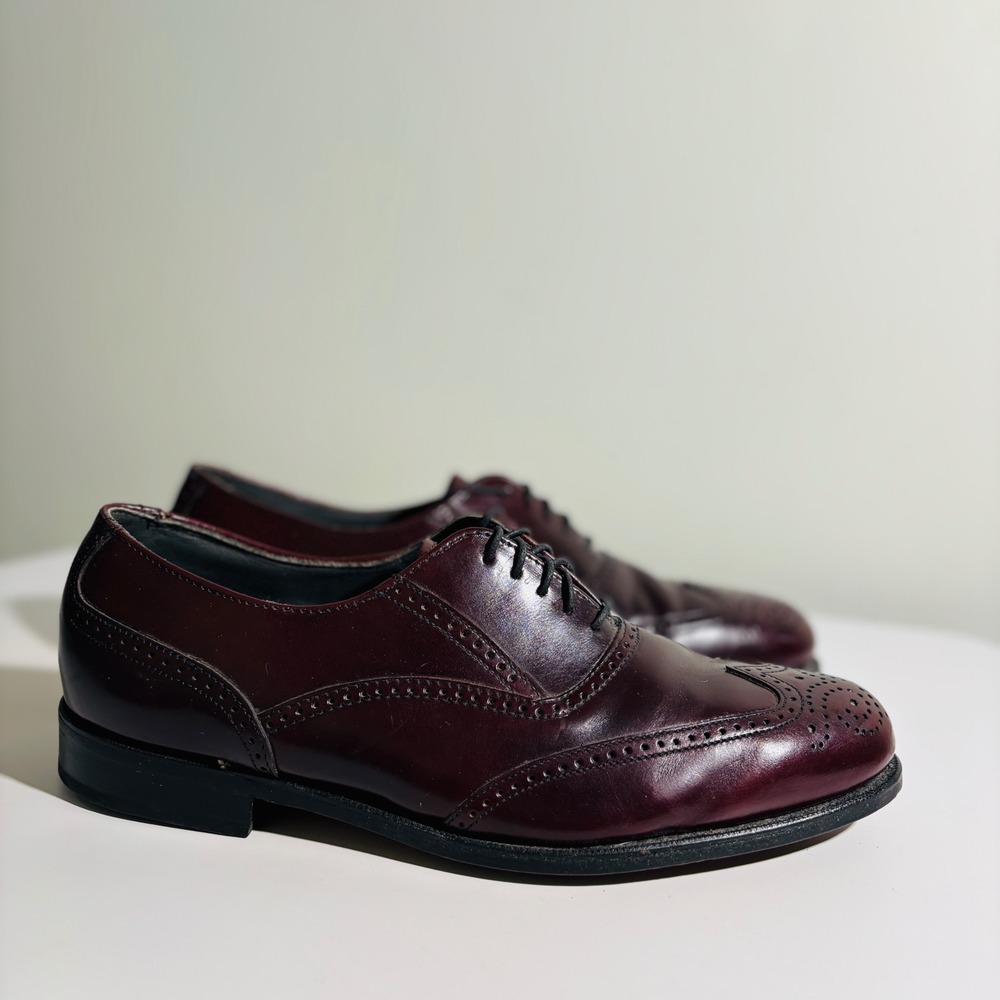 Dexter Oxford Shoes Mens Size 10 Red Leather Wingtip Brogue Lace Up USA